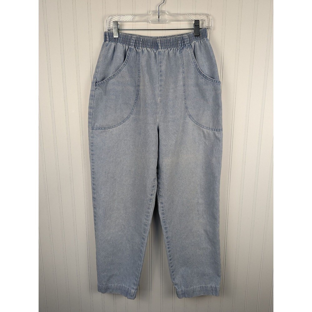 Briggs Petite Womens Jeans Light Blue Denim Balloon Pull On High Rise Retro 12P‎